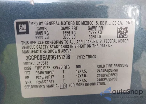 2011 Chevrolet Silverado 1500 Lt from USA, damaged, VIN 3GCPCSEA0BG151308